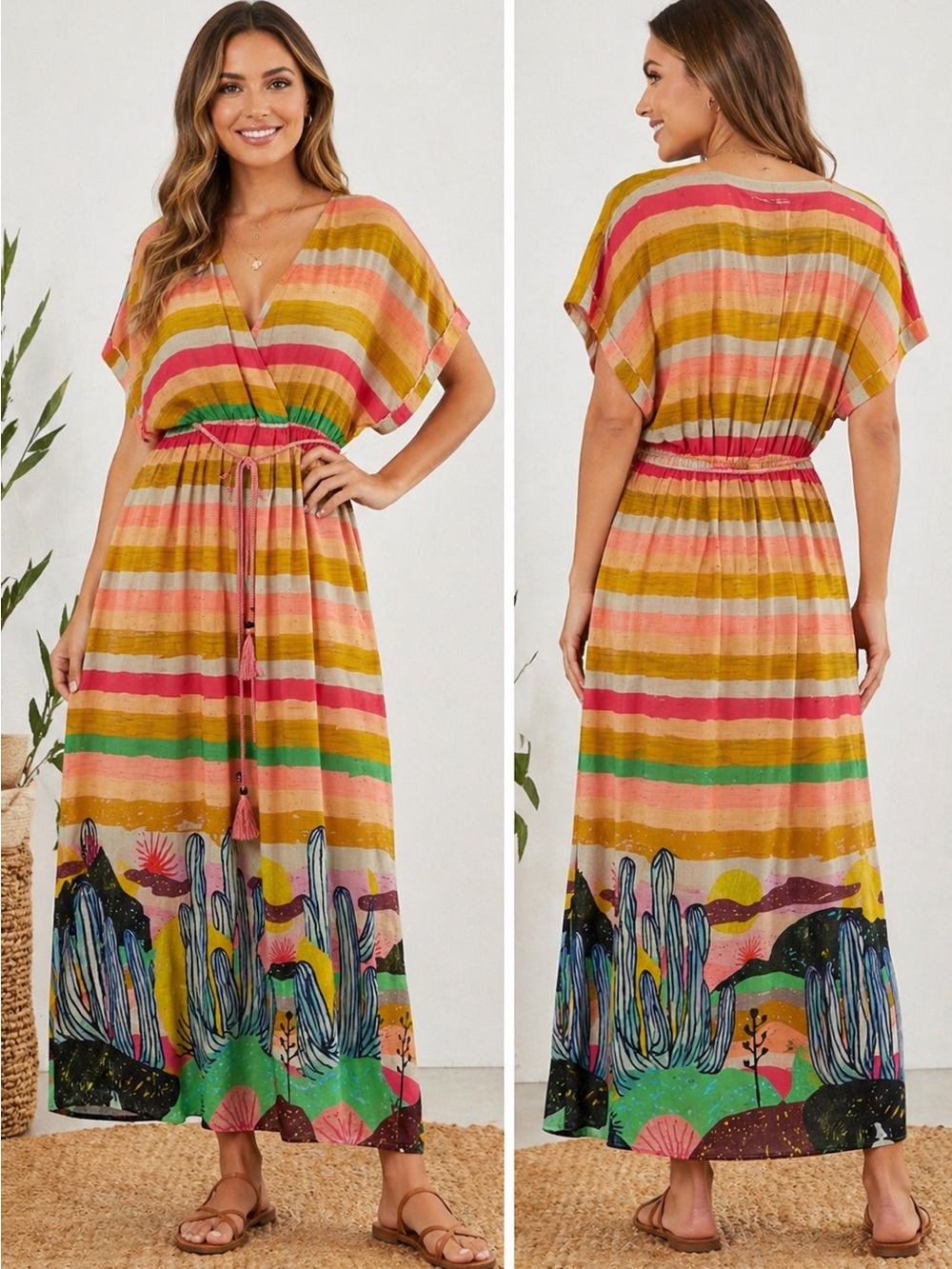 Anthropologie Scotch & Soda Abel Macias Desert print midi wrap dress boho